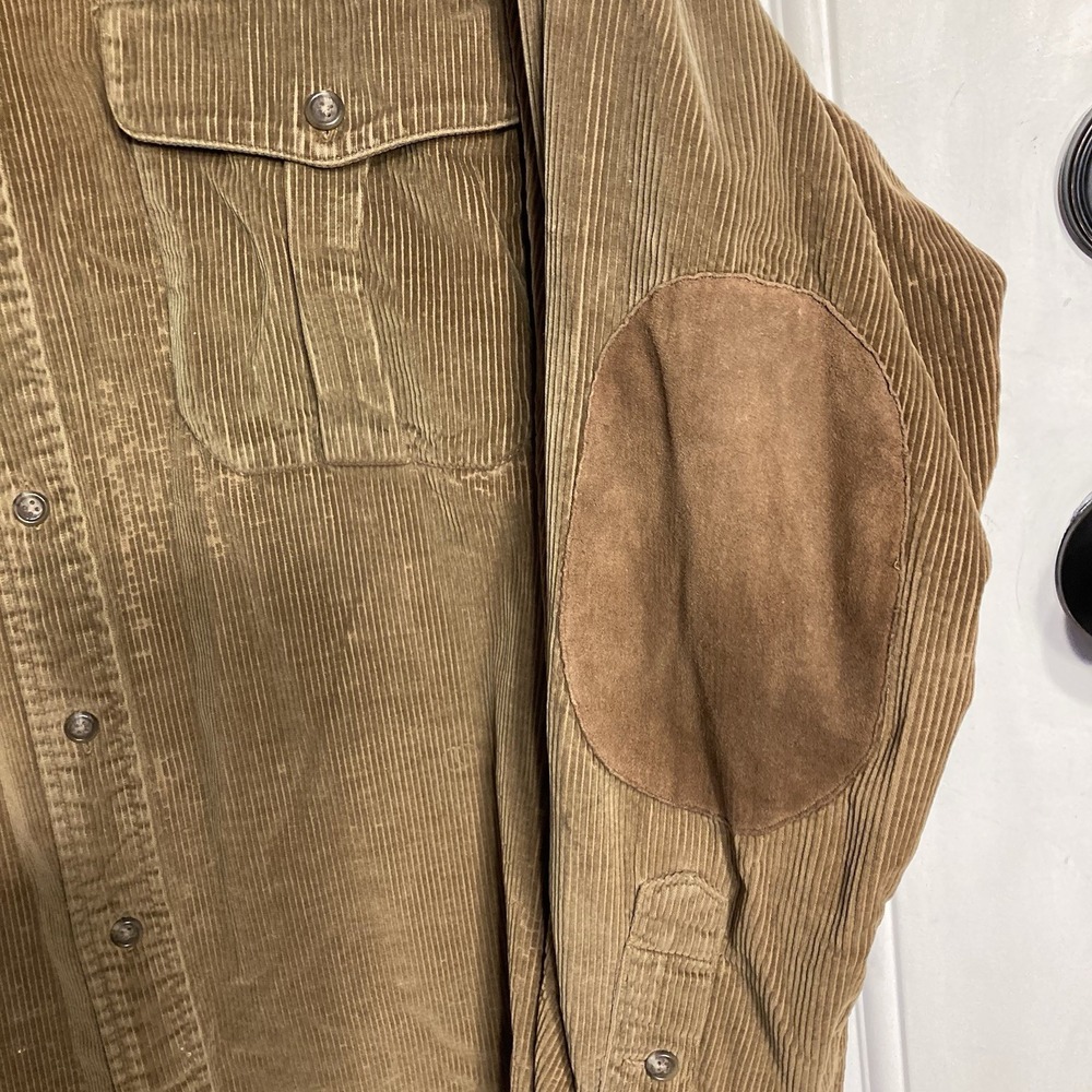 Vtg Polo Ralph Lauren Corduroy Elbow Patch Shirt Mens Large Brown Distressed 90s - Picture 4 of 14